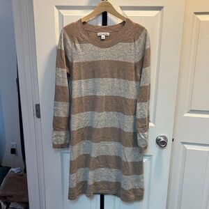 Banana Republic Cashmere Blend Sweater Dress in Tan and Gray